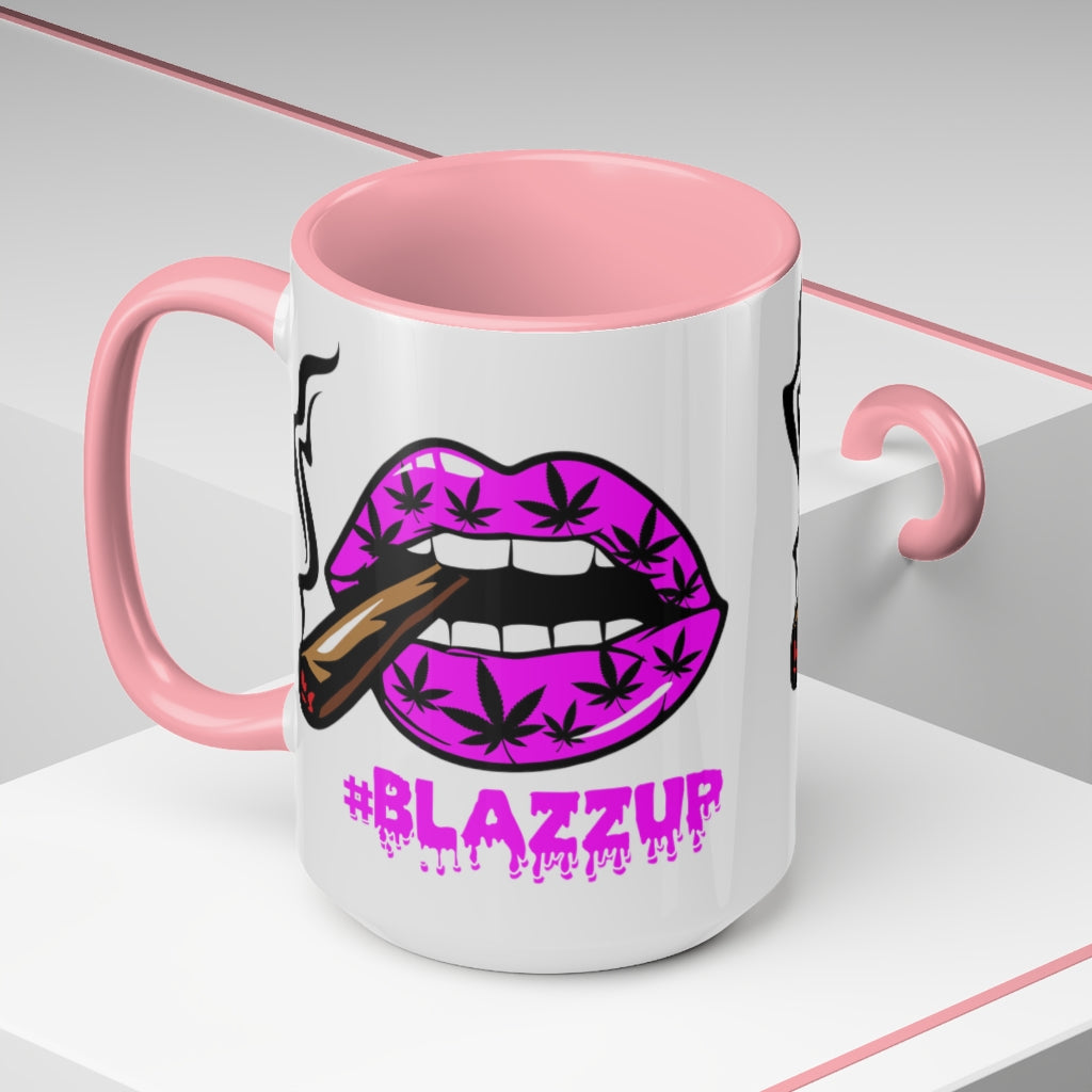 Pink #Blazzup Two-Tone Mugs, 15oz