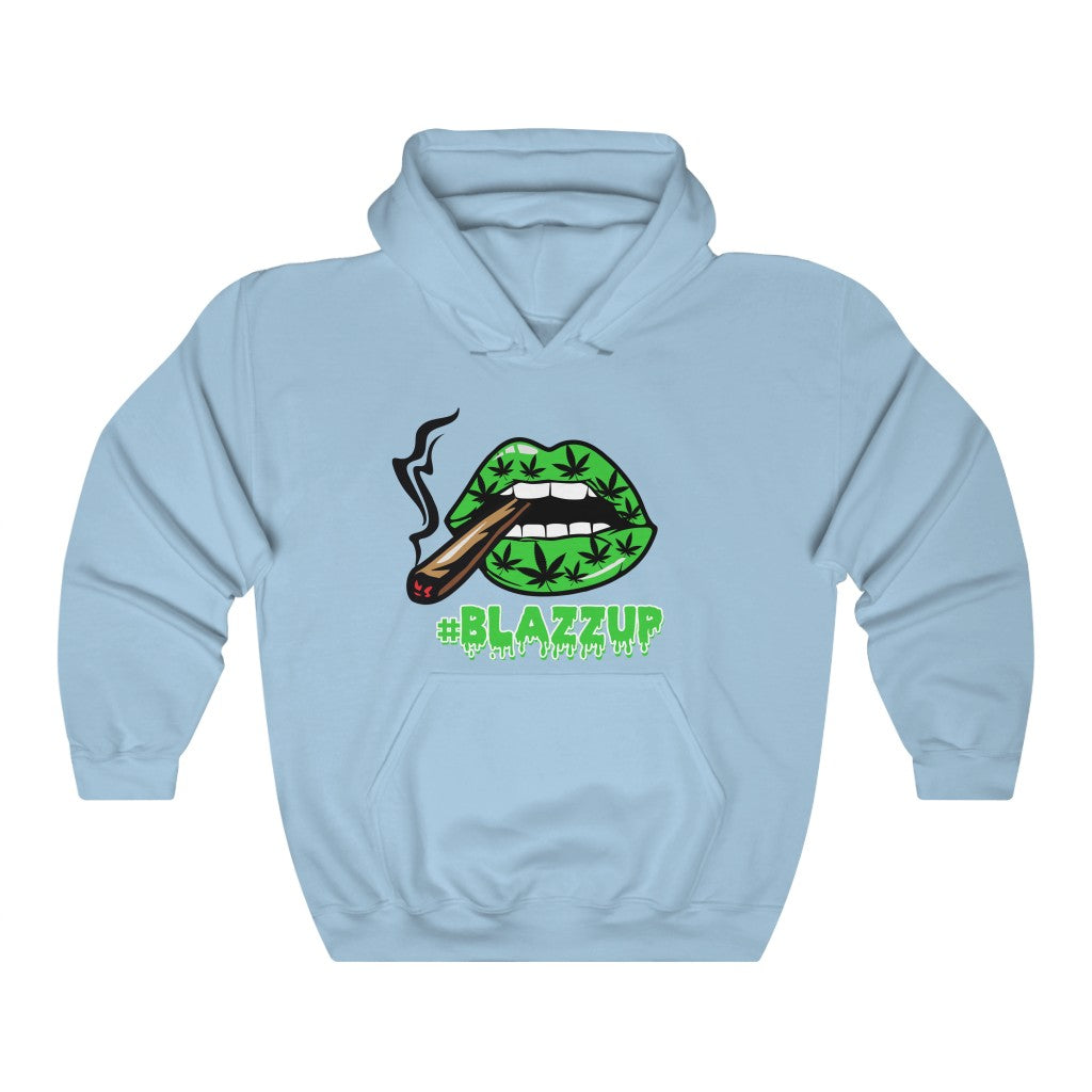 Green Blazzup Unisex Heavy Blend™ Hooded Sweatshirt 2 logo on back