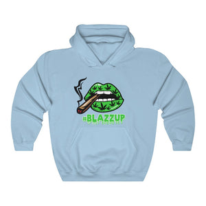 Green Blazzup Unisex Heavy Blend™ Hooded Sweatshirt 2 logo on back