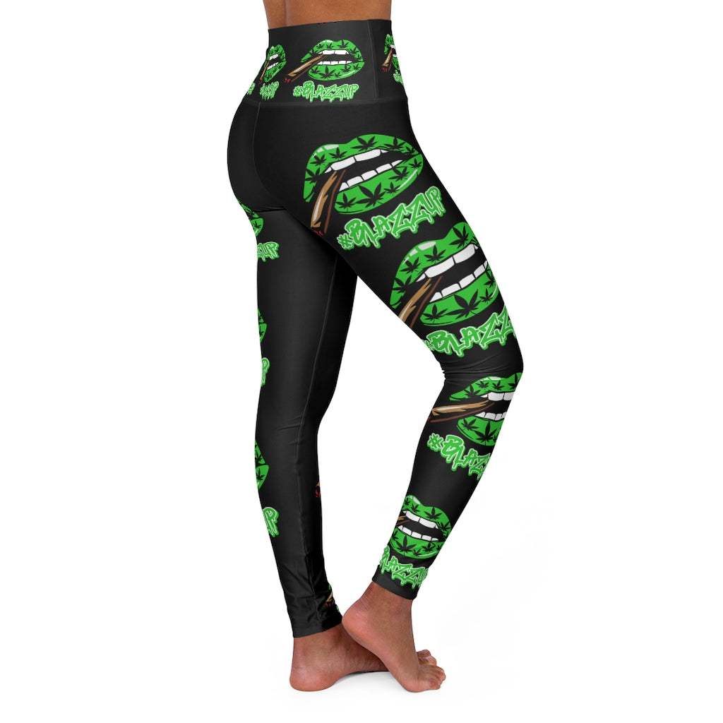 #Blazzup Green Classy Drip High Waisted Yoga Leggings