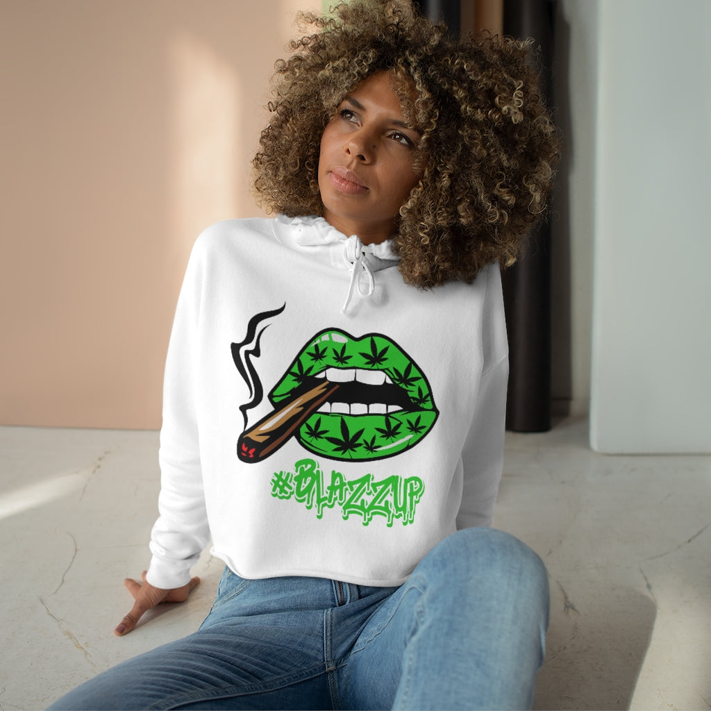 #blazzup Classy drip Green Crop Hoodie