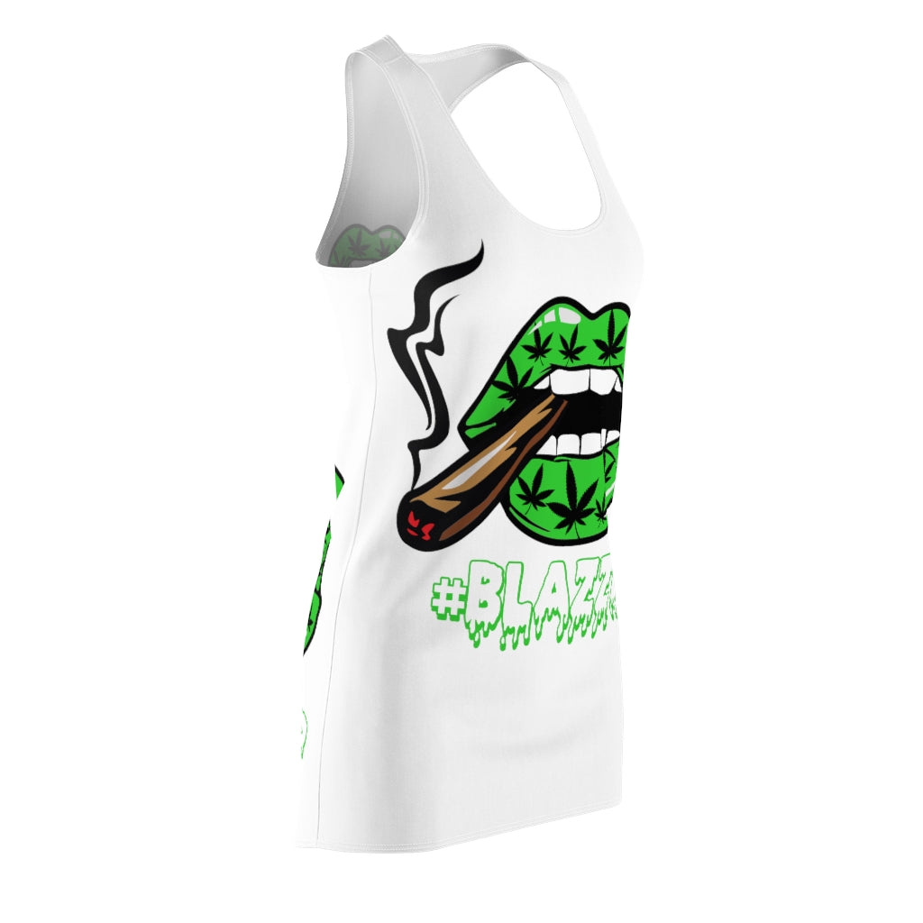 Green #Blazzup Spooky Drip Women's Cut & Sew Racerback Dress