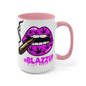 Pink #Blazzup Two-Tone Mugs, 15oz