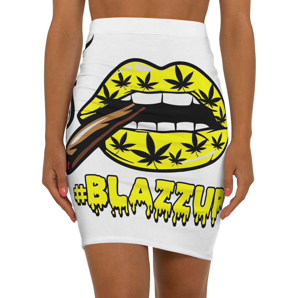 Yellow #Blazzup Spooky Print Women's Mini Skirt