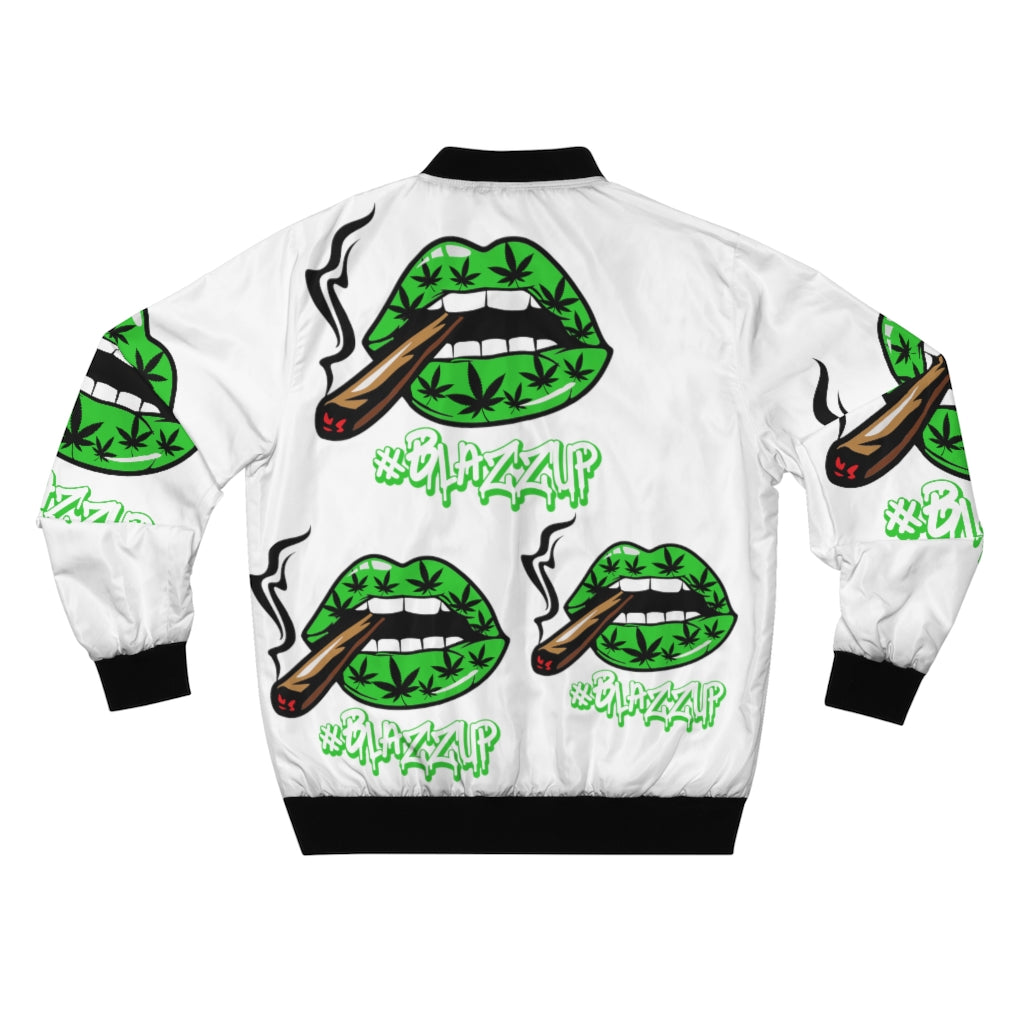 #Blazzup Green White letter Bomber Jacket